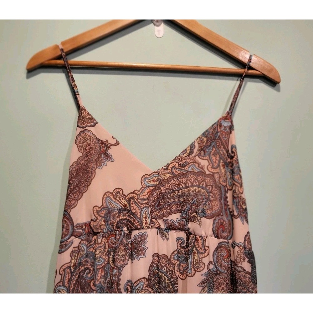 Paisley Empire Waist Tiered Sleeveless Maxi Dress Express Sz M - Picture 2 of 8